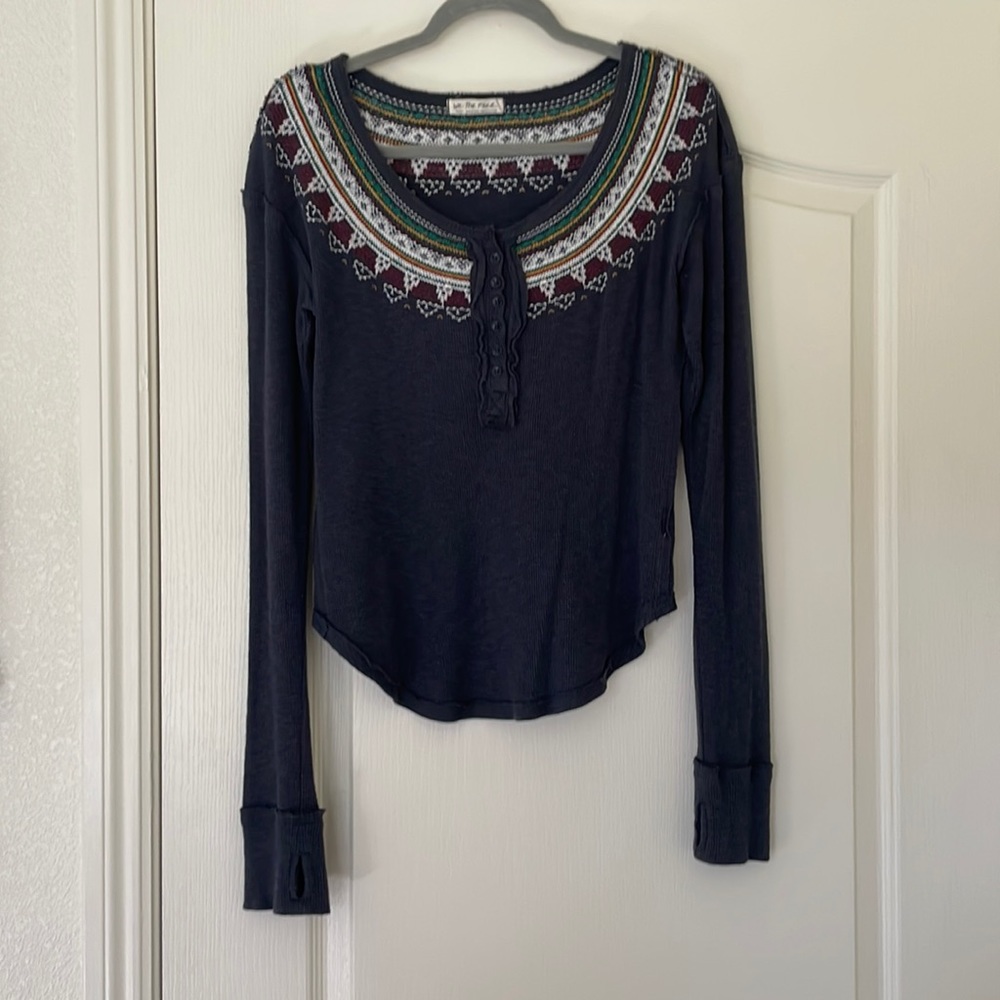 Free People - We The Free - Embroidered Henley